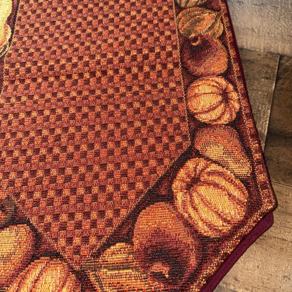 Tapestry Table Runner Harvest Pumpkin Fall Thanksgiving Decor Woven Tassel 13x72